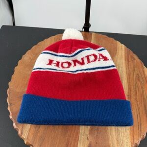 Vintage Honda Line Hondaline Beanie Pompom Pom Tobaggan Winter Hat Cap 80s 1980s